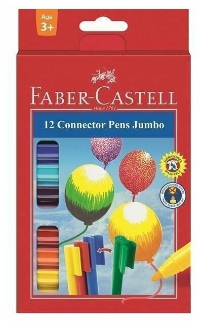 Faber-Castell Набор фломастеров с клипом Jumbo, 12 цв. sela