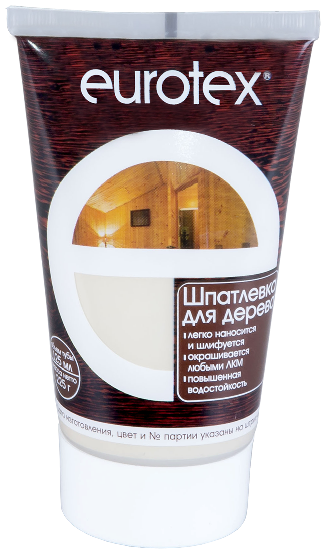 Шпатлевка акриловая для дерева"EUROTEX" 0,225кг белый фото