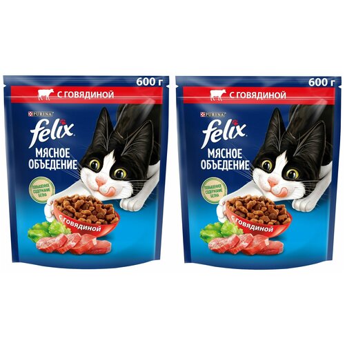 Сухой корм Felix Мясное объеденье для кошек с говядиной 600 г (2 шт)