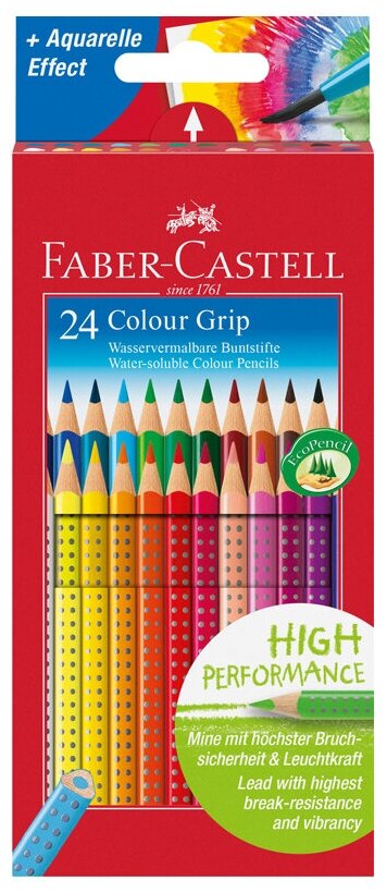 Карандаши цветные Faber-castell "Grip", 24цв., трехгран., заточен., метал. упак.