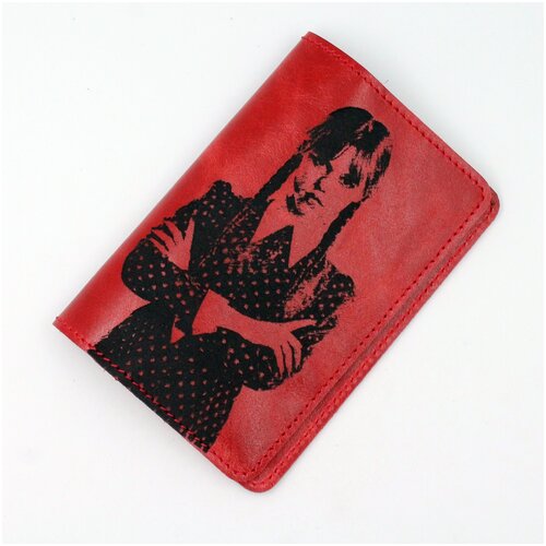 Обложка для паспорта Живи Ярко, натуральная кожа, подарочная упаковка, красный