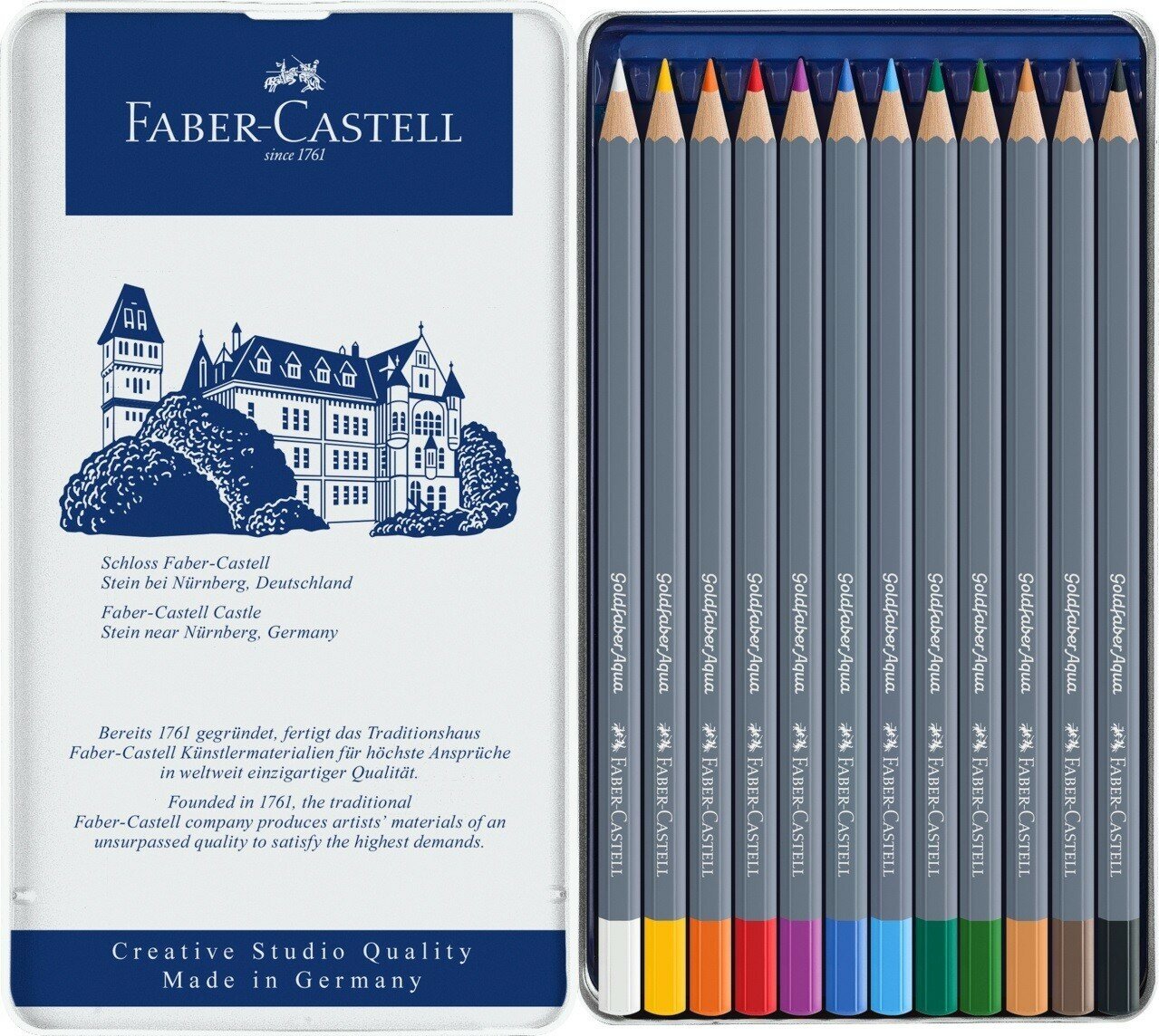 Акварельные карандаши Faber Castell Набор акварельныйх карандашей 12 цветов Goldfaber Aqua