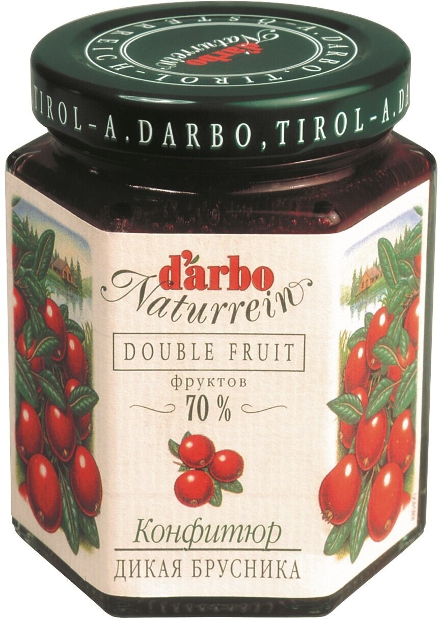Конфитюр d'arbo Naturrein Double Fruit Дикая брусника, банка, 200 г