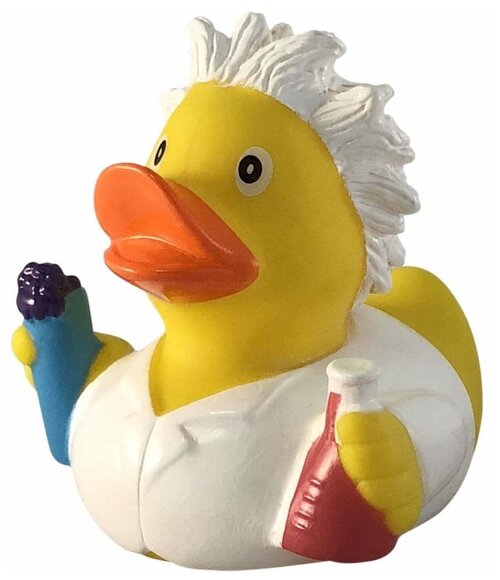 Игрушка для ванной FUNNY DUCKS Эйнштейн уточка (1987), белый/желтый