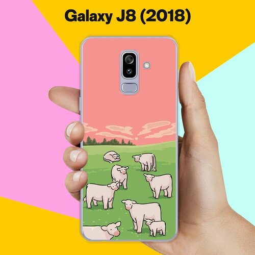 Силиконовый чехол на Samsung Galaxy J8 (2018) Овечки / для Самсунг Галакси Джи 8 2018 жидкий чехол с блестками розовый фламинго крупный план на samsung galaxy j8 самсунг галакси джей 8