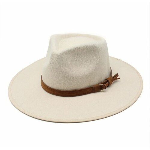 шерстяная женская шляпа классическая простая однотонная фетровая шляпа фетровая шляпа шляпа с широкими полями осень зима мужская джазо Шляпа , размер 57, бежевый