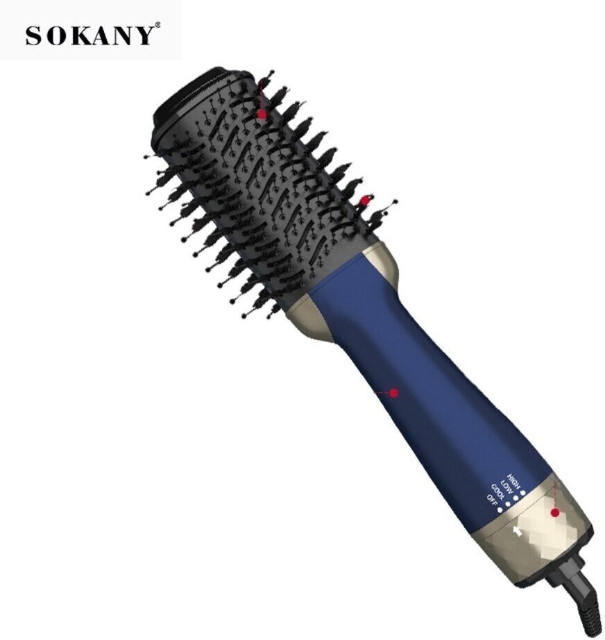 Фен-щетка для укладки волос HEALTHY HAIR/SC-904/1200 Вт/с ионизацией/для сушки и укладки/3 уровня регулировки нагрева/синий - фотография № 1