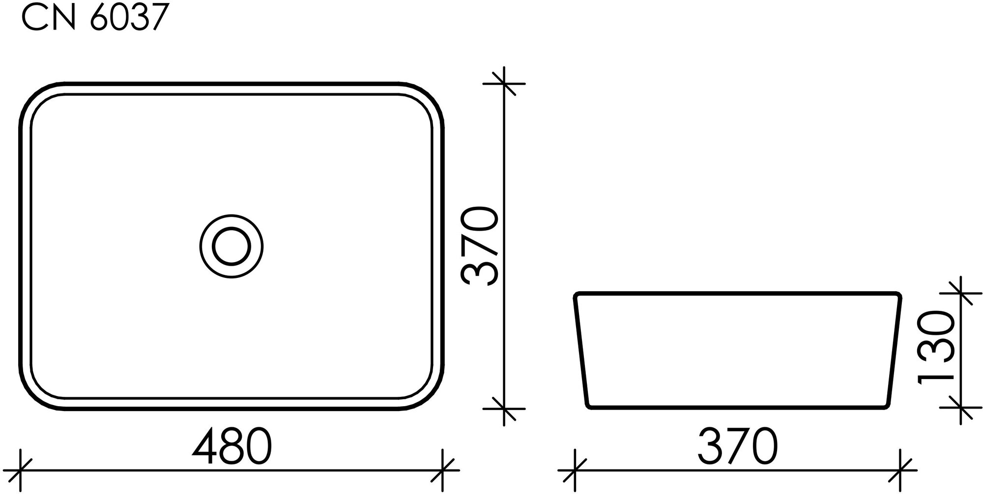 Накладная раковина Ceramica Nova Element CN6037 прямоугольная 48 см. - фотография № 8