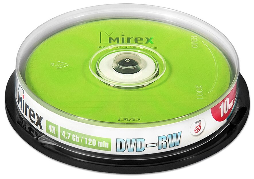 Диск DVD+RW Mirex 4.7 Gb, 4x, Cake Box (10), (10/300)