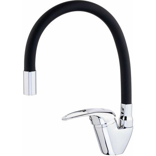 Смеситель для кухни Rusant латунь хром чёрный гибкий излив RK465753-0