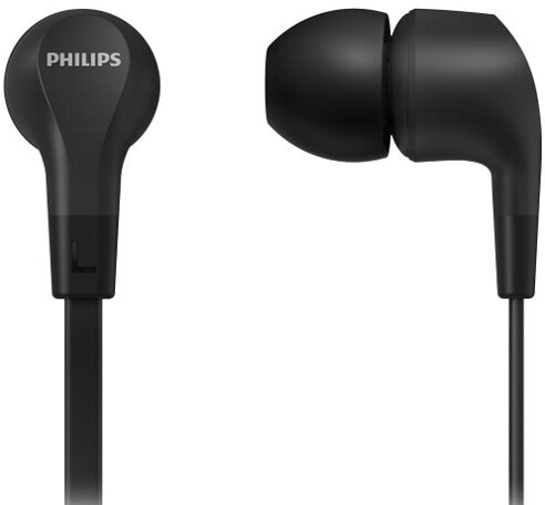 Наушники вкладыши с микрофоном Philips TAE1105BK/00 , мобильная гарнитура, чёрные