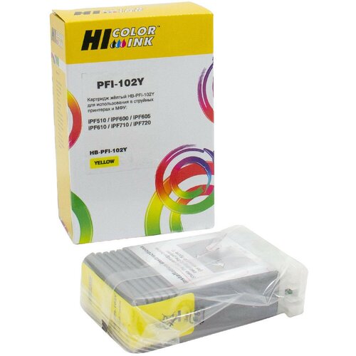 картридж hi black hb pfi 102bk для canon ipf 510 600 710 bk Картридж Hi-Black (HB-PFI-102Y) для Canon IPF-510/600/710, Y