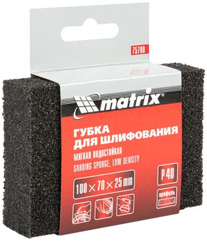 Губка шлифовальная MATRIX 100 х 70 х 25 мм мягкая P40