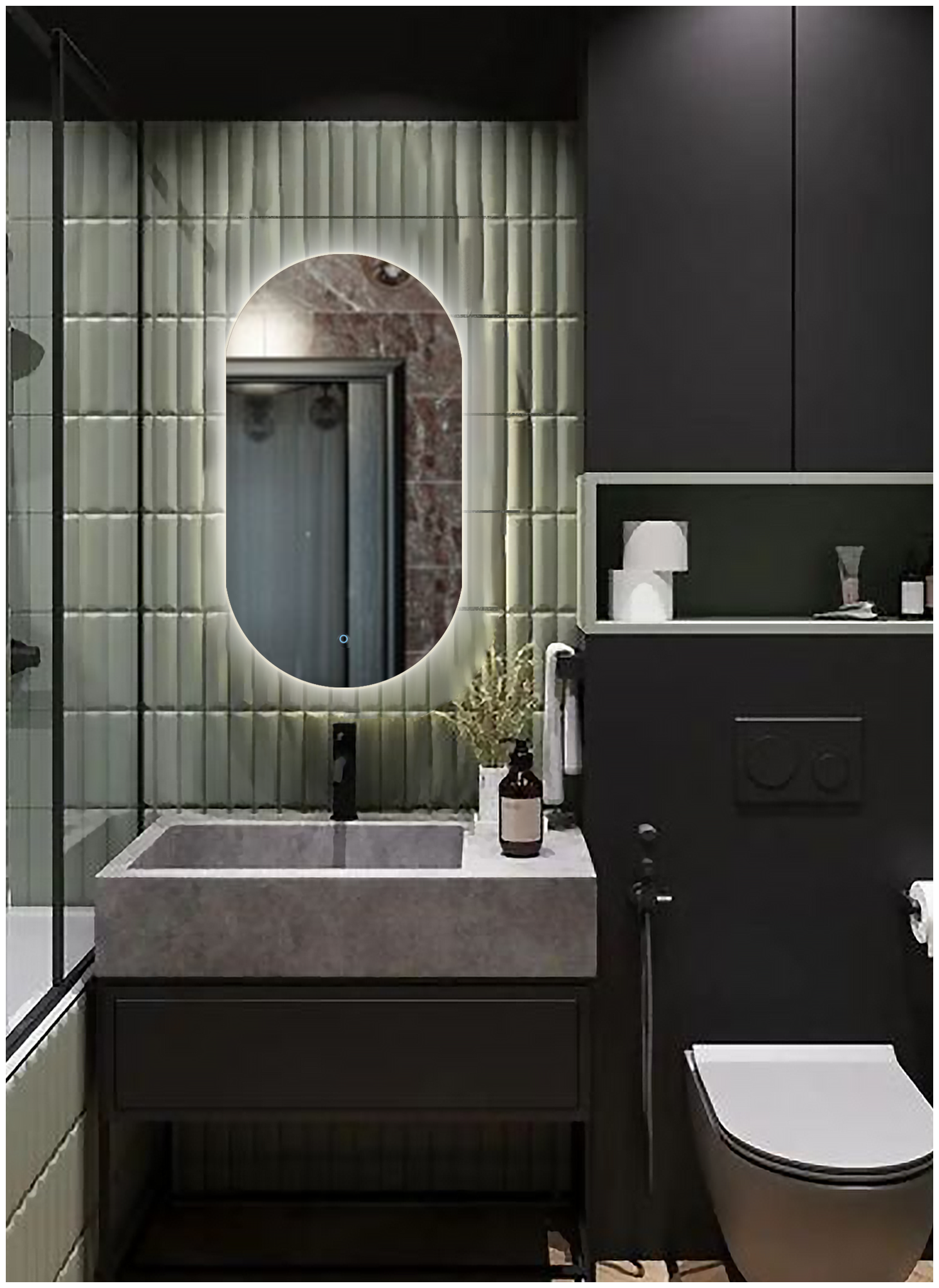 Зеркало для ванной Kapsula 90*50 овальное "парящее" с нейтральной LED-подсветкой
