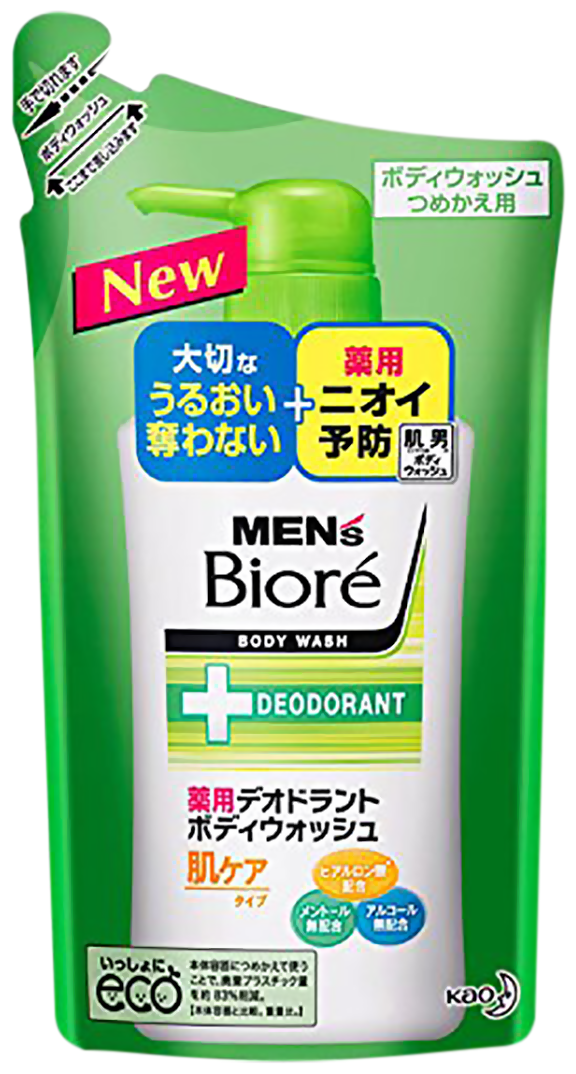KAO Mens Biore Противовоспалительное мужское жидкое мыло для тела аромат цветов 380 мл мягкая упаковка