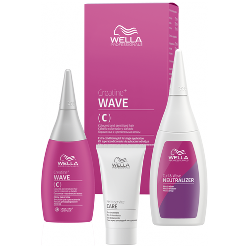 фото Набор для для окрашенных и чувствительных волос wella creatine+ wave 30/75/100 мл