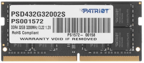 Оперативная память 32Gb DDR4 3200MHz Patriot Signature Line SO-DIMM (PSD432G32002S)