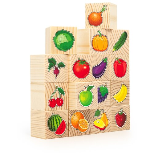 фото Набор кубиков анданте "овощи-фрукты", 16 шт (rdi-d067a)