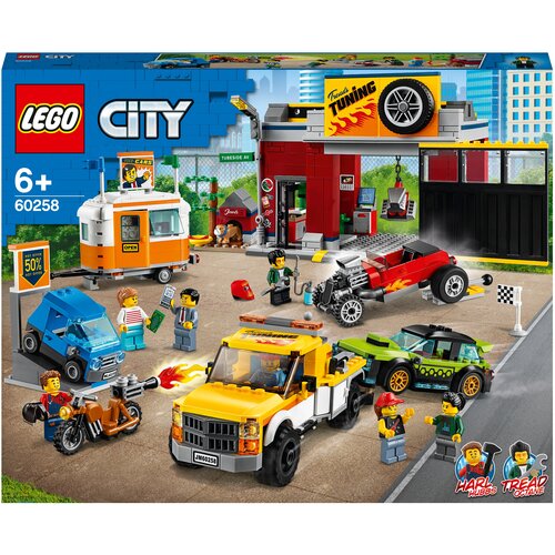 конструктор аналог лего сити город пожарный автомобиль Конструктор LEGO City 60258 Тюнинг-мастерская, 897 дет.