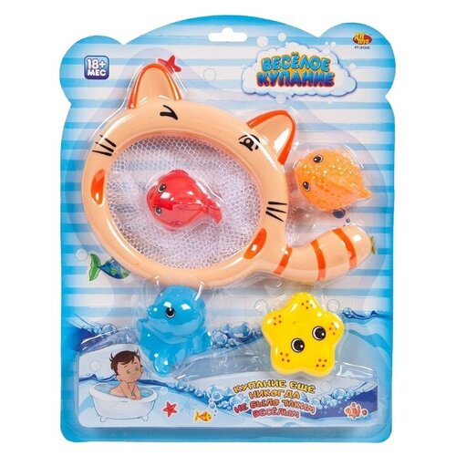 Купить Набор игрушек для ванной ABtoys Веселое купание Сачок и 4 фигурки, Китай