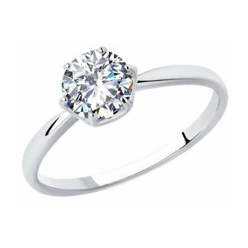 Кольцо помолвочное Diamant, серебро, 925 проба, фианит, размер 18, белый