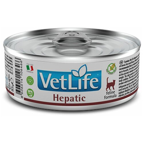 Влажный корм Farmina Vet Life Hepatic для кошек при болезнях печени, 85 г farmina vet life natural die hepatic консервы для собак при заболеваниях печени 300 г 300 гр x 3 шт