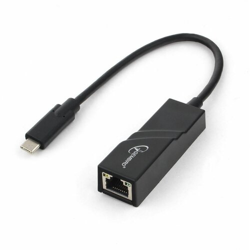 Сетевой адаптер Gembird A-CM-LAN-01, черный переходник usb type c hdmi gembird a cm hdmif 01 вилка розетка разрешение до 4k х 2k 30 гц длина 0 15 метра