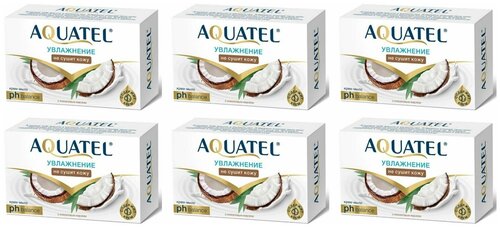 Aquatel Крем-мыло кокосовое молочко кокос, 6 уп., 90 г