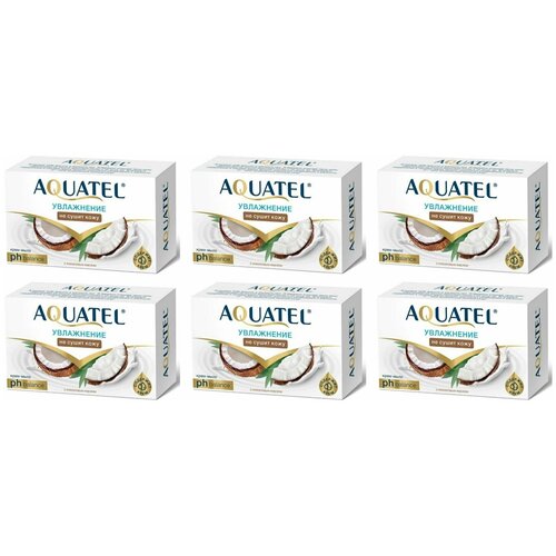 Aquatel Крем-мыло кокосовое молочко кокос, 6 уп., 90 г