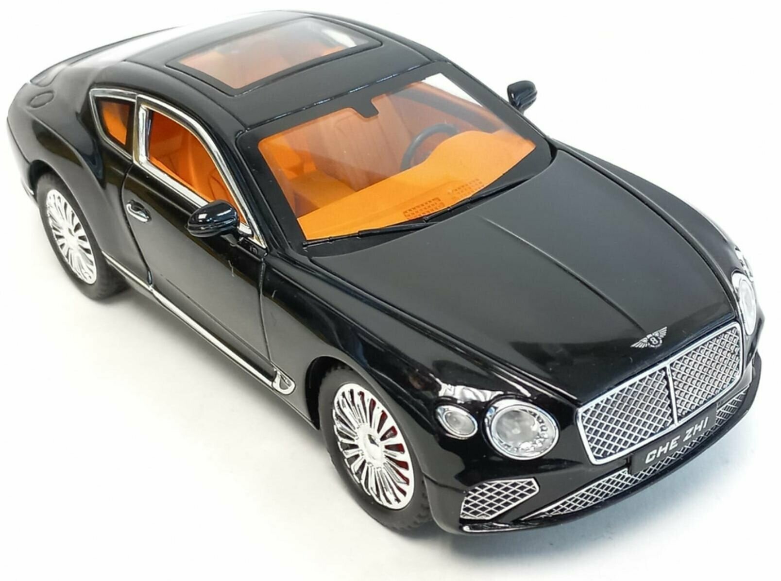 Bentley Continental GT Бентли машинка (1:24) 21 см металл, инерция, открываются двери, капот и багажник, поворачиваются передние колеса, свет и звук