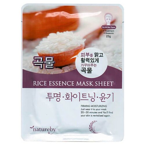 Natureby Rica Essence Mask Sheet тканевая маска с экстрактом риса, 23 г, 23 мл
