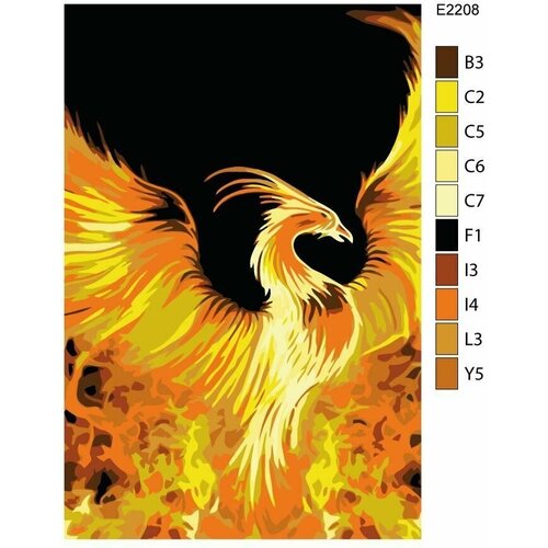 Детская картина по номерам E2208 Огненная Жар-птица Феникс 20x30