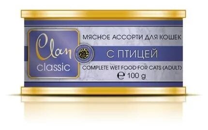 Влажный корм для кошек CLAN Classic Мясное ассорти, беззерновой, с птицей 2 шт. х 100 г (паштет) - фотография № 1