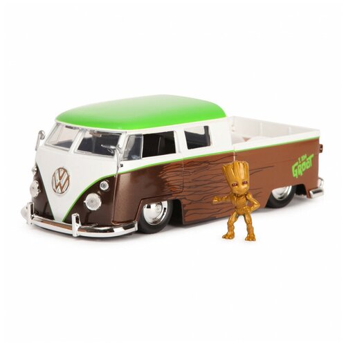 набор фигурок hollywood rides marvel guardians of the galaxy – 1963 volkswagon bus pickup with groot 1 24 2 шт Автобус Jada 1:24 Голливудские тачки Volkswagen 1962 +фигурка Грута 31202