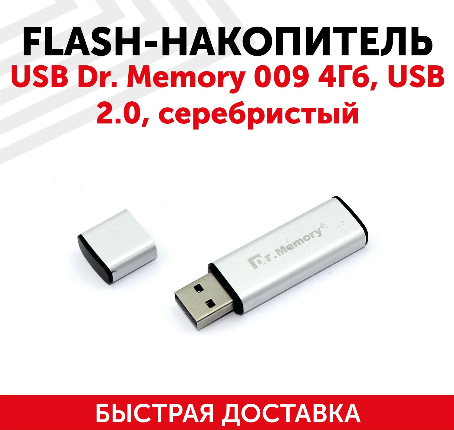 Флешка USB Dr. Memory 009 4Гб, USB 2.0, серебристый