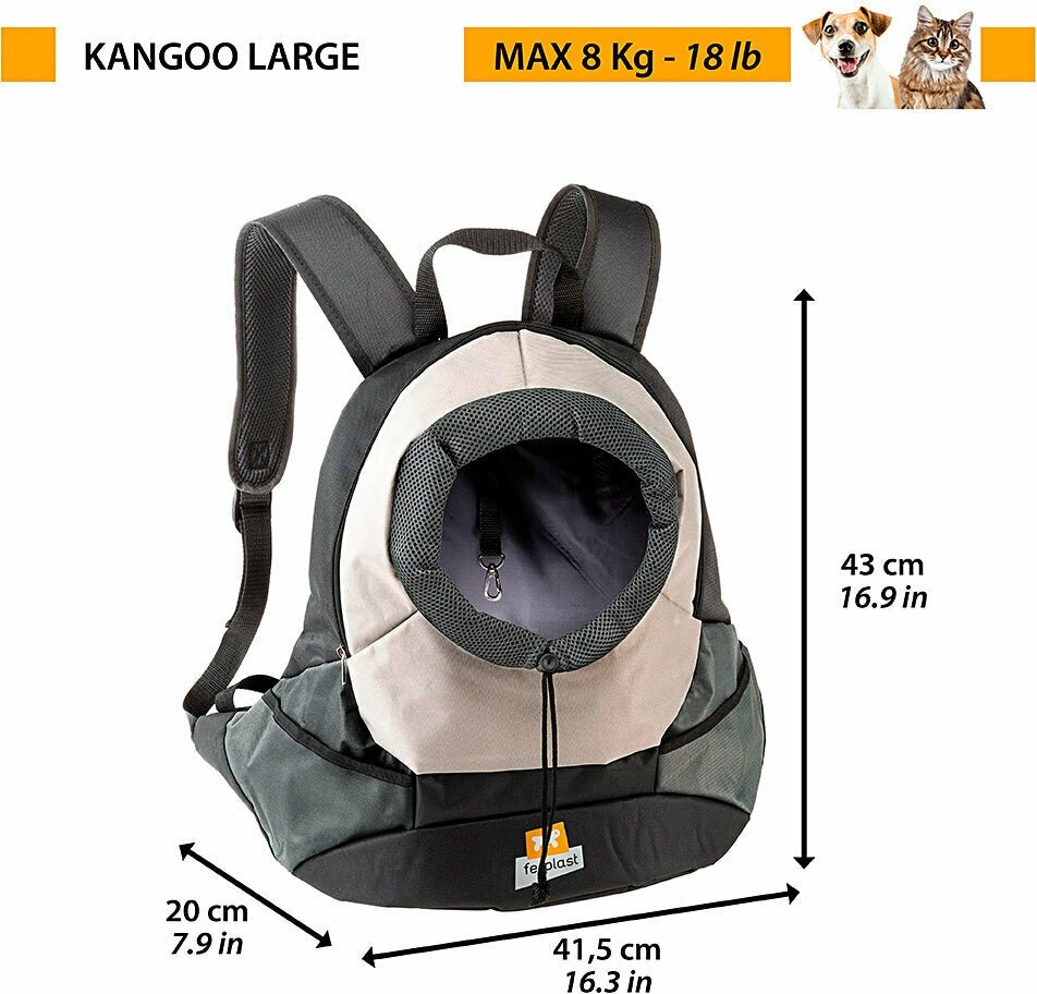 Рюкзак для собак FERPLAST Kangoo L, серый (полиэстэр) 41,5х20х43см - фотография № 16