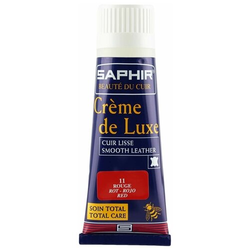 Крем тюбик с губкой SAPHIR Creme de luxe sphr0023 для гладкой кожи, цвет красный, 75мл.