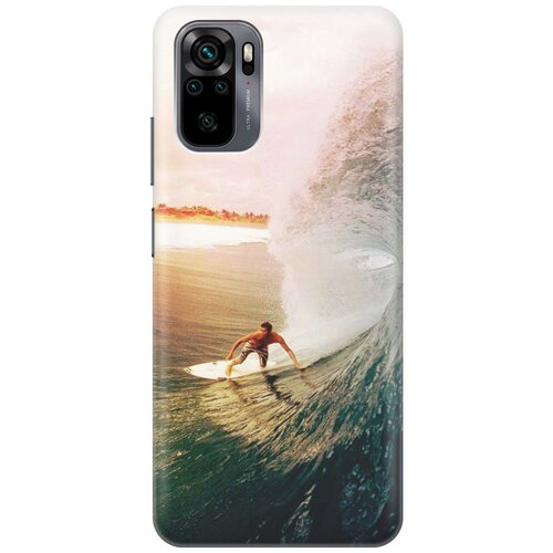 фото Ультратонкий силиконовый чехол-накладка для xiaomi redmi note 10 с принтом "серфер" gosso