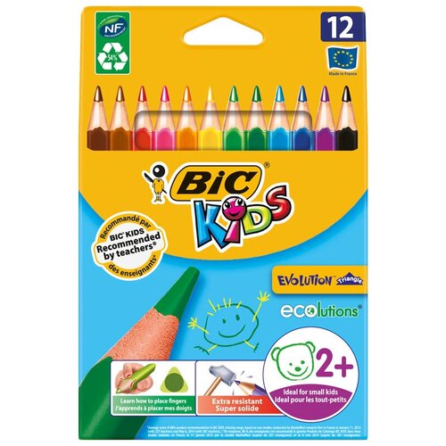 BIC Цветные карандаши Evolution Triangle 12 цветов (8297356), 12 шт. карандаши цветные bic kids evolution triangle 12 цветов