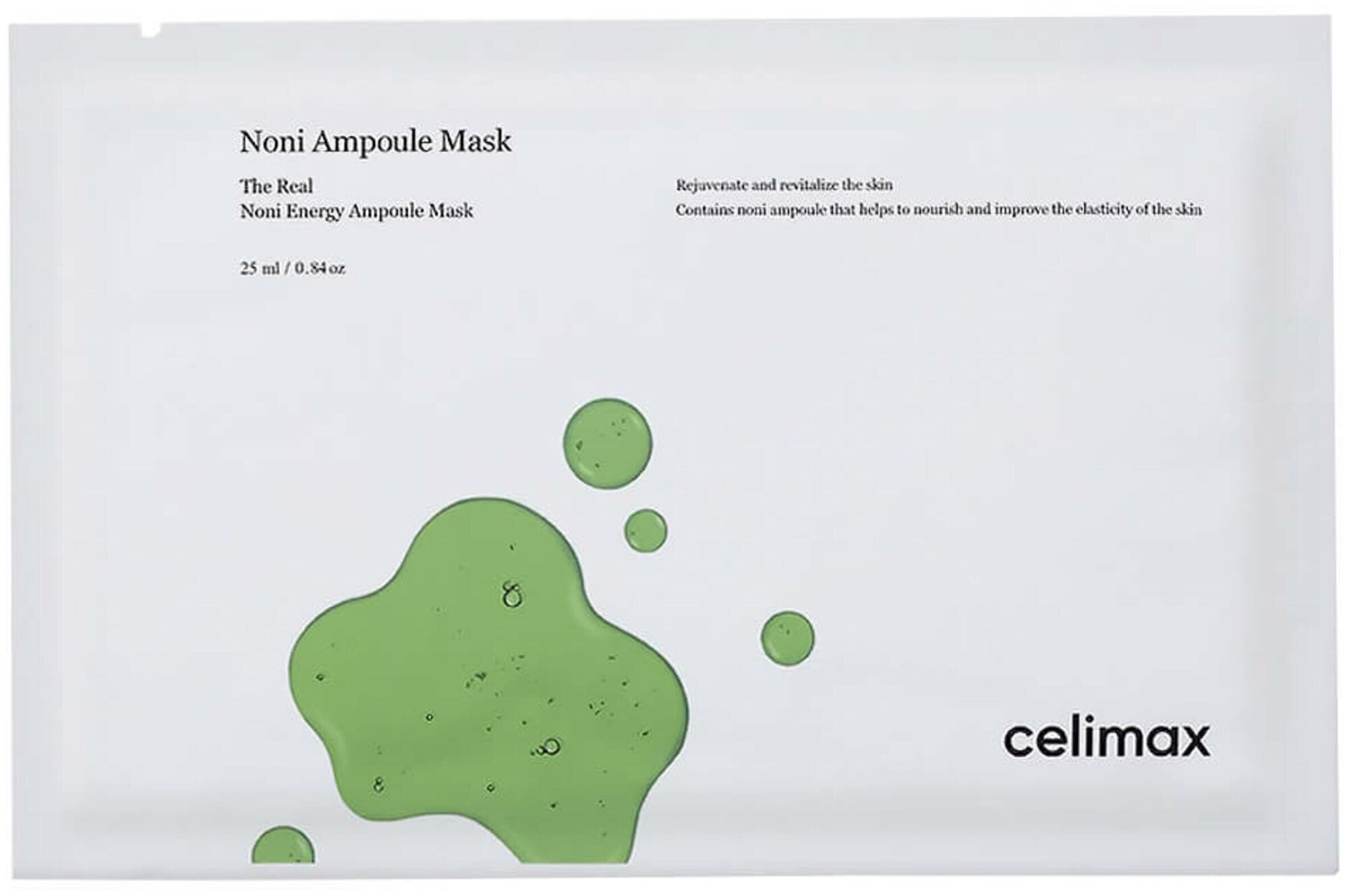 Celimax~Смягчающая тканевая маска с керамидами для эластичности кожи~The Real Noni Energy Ampoule