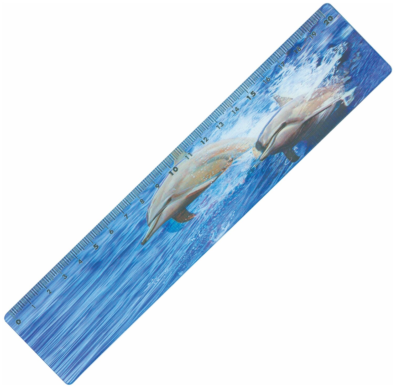 BRAUBERG Линейка Дельфины 3D 20 см (210571)