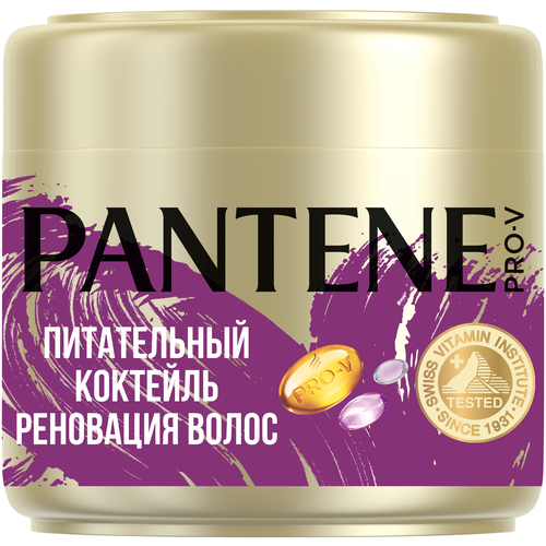 маска для волос 3в1 питательный коктейль 380мл Pantene Маска для волос Питательный Коктейль Защита кератина для ослабленных волос, 300 г, 300 мл, банка