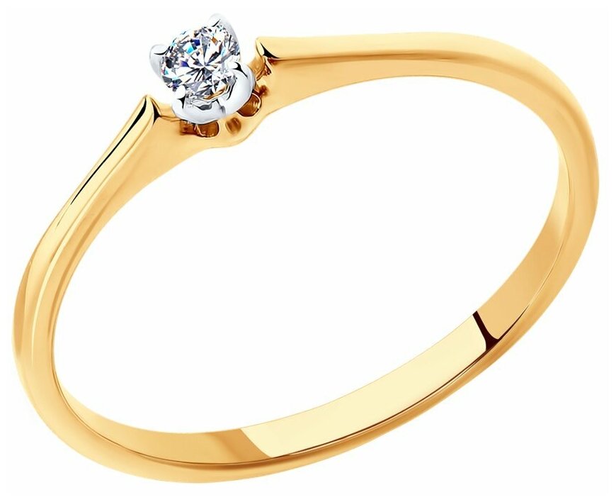 Кольцо помолвочное SOKOLOV, красное золото, 585 проба, бриллиант