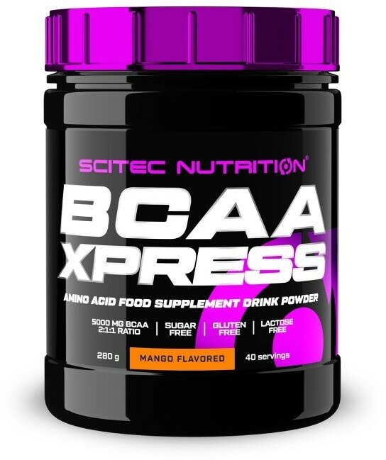 Аминокислоты ВСАА 2:1:1 Scitec Nutrition BCAA Xpress, 5000 мг в порции, порошок, 280 г, манго