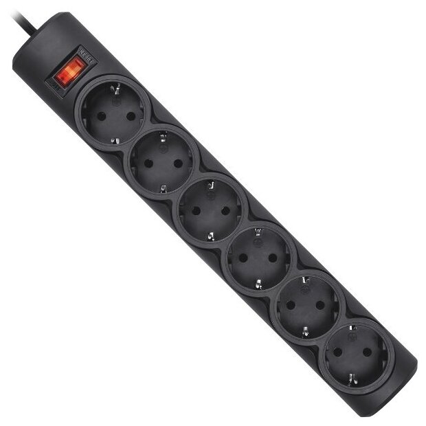 Сетевой фильтр Defender DFS 155 6 Sockets 5.0m Black 99496