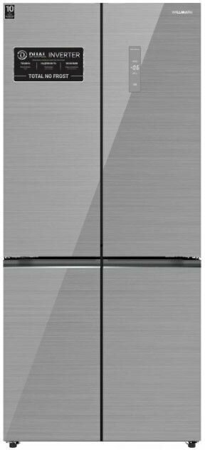 Холодильник Willmark MDC-697IDG, side-by-side, No Frost, 517 л, дисплей, инверторный компрессор, функция быстрой заморозки, серебристый