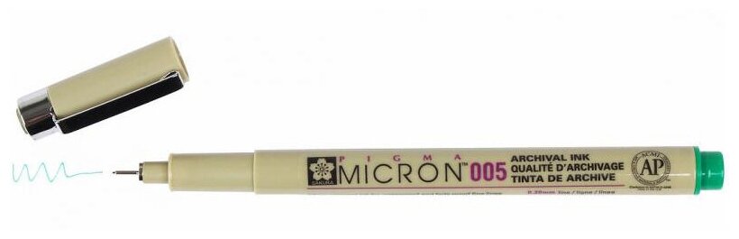 Ручка капиллярная Sakura Pigma Micron, 0.2 мм, зеленый