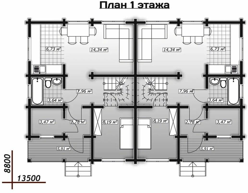 Готовый проект дома из профилированного бруса / Двухэтажный / 205,8 м2 - фотография № 2