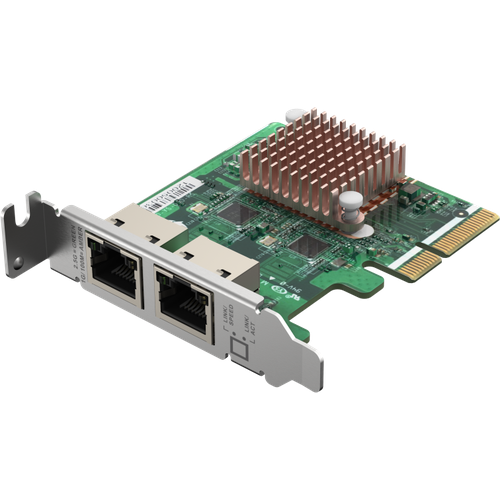 Сетевая карта/ QNAP QXG-2G2T-I225 2-port 2.5 GbE network expansion card, Controller I225-LM, PCIe Gen2 x2, 3 x Brackets included (Full-height, Low-pr