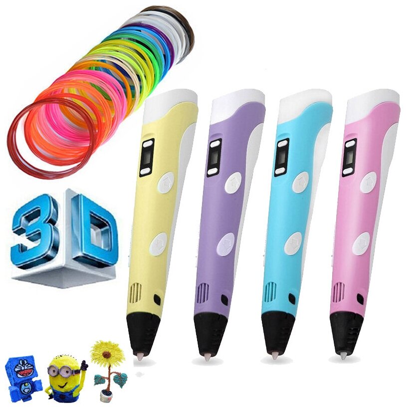 3D 3Д ручка второго поколения 3D PEN-2 для детей+комплект цветной проволоки (20 шт.)